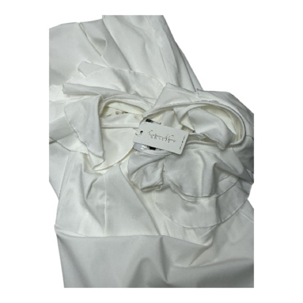 Ekaliy - NWT - Elegant White Ruffle Sleeve Dress - Picture 3 of 4